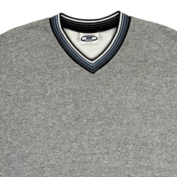 WD Sportswear Sweater Shirt Mens L Gray Short Sleeve V Neck Vintage 90s Y2K - Picture 6 of 9
